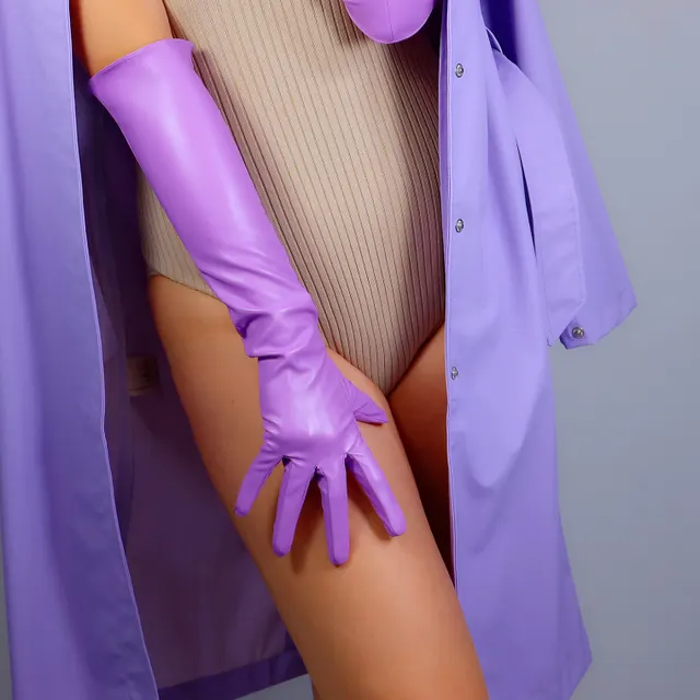 Elbow Faux Leather Lavender Gloves - Shop at LoveMi