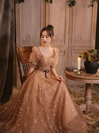 Banquet Host Long Pettiskirt French Evening Dress - Champagne