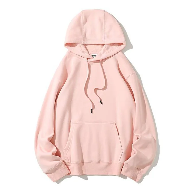 Fashion Loose Solid Color Hooded Pullover Sweater Pink - Shop at LoveMi
