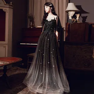 Black Annual French Dinner Dresses - Black