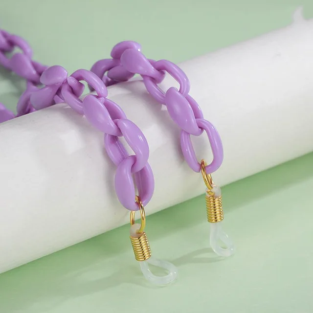 Candy Color Rubber Acrylic Tooth Printed Glasses Chain Purple - Shop at LoveMi