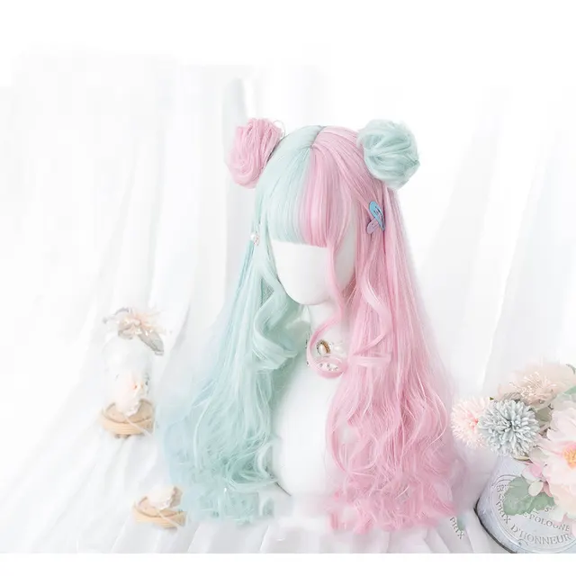 Harajuku Soft Girl Lolita Macaron Lolita Long Curly Hair J - Shop at LoveMi