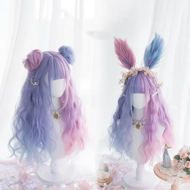 Harajuku Soft Girl Lolita Wig Candy Color Lolita Long Curly Hair - Shop at LoveMi
