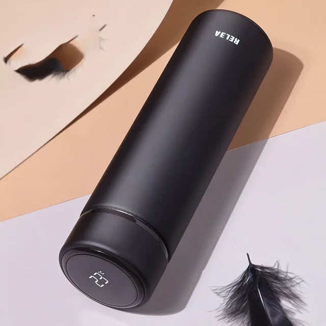 Intelligent Temperature Measurement Large Capacity Vacuum Flask Black - Shop at LoveMi
