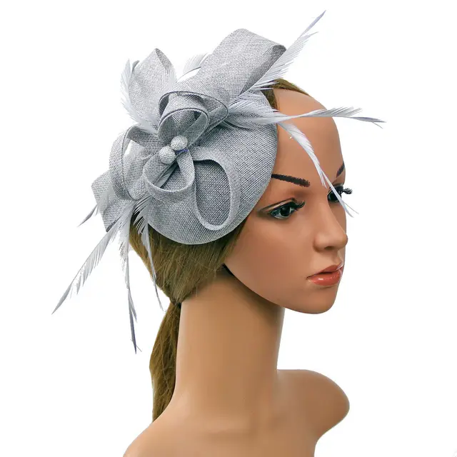 Party Photo Hair Accessories European and American Imitation Linen Yarn Headdress Grey - Shop at LoveMi