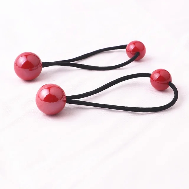 Colorful Hair Tie Shiny Hair Rope Ball Ball Head Rope Braided Headdress Red - Shop at LoveMi
