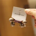 Double-Headed Bead Rubber Band Acrylic Hair Tie - Coffee