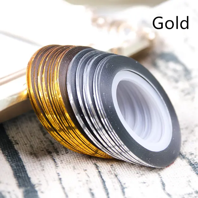 Metallic Shiny Nail Art Manicure Line Sticker Gold - Shop at LoveMi