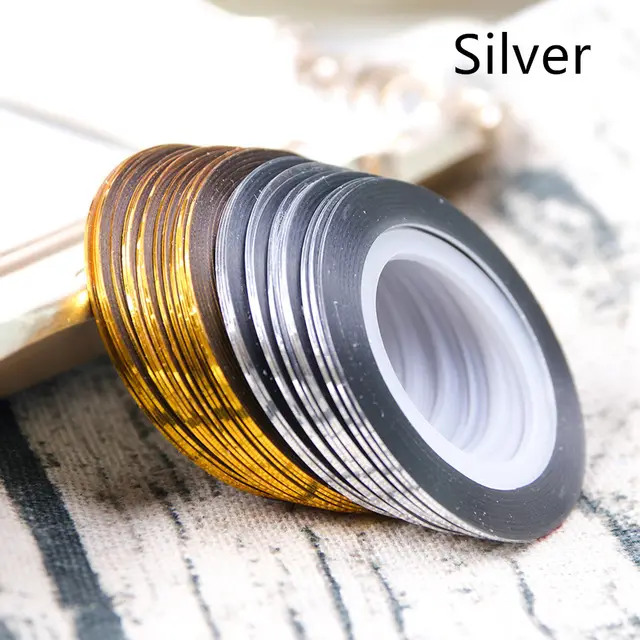 Metallic Shiny Nail Art Manicure Line Sticker Silver - Shop at LoveMi