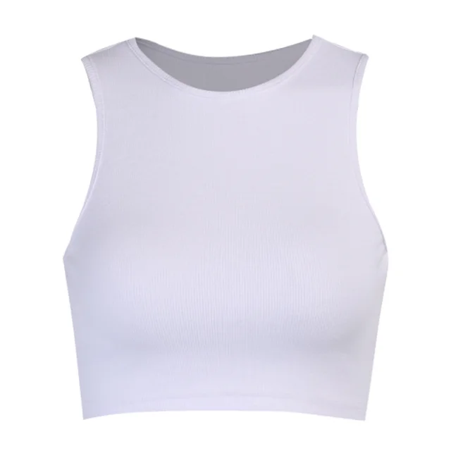 Round Collar Hanging Neck Vest Slim Shape White - Shop at LoveMi
