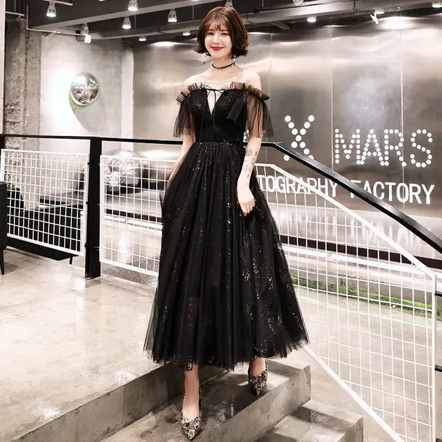 Ladies Banquet Black Long Evening Dress Black2 - Shop at LoveMi