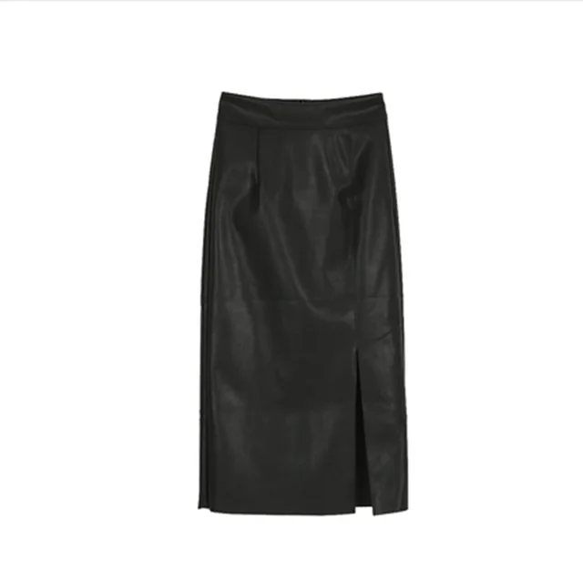 High Waist All match Slit Mid length Skirt Black - Shop at LoveMi