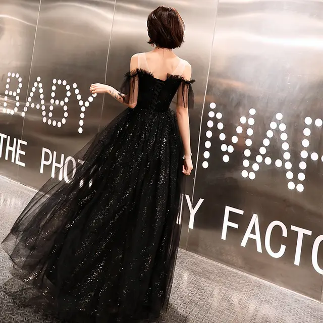 Women's Black Long Banquet Evening Dress Black - Shop at LoveMi