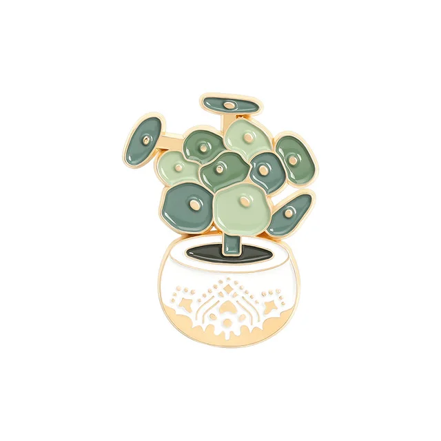 Cartoon Plant Potted Alloy Letter Brooch Xz3279 - Shop at LoveMi