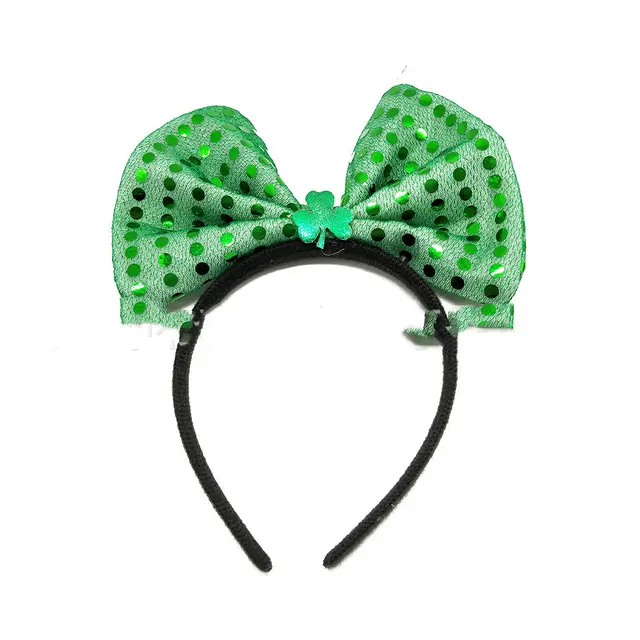 Irish Section Head Buckle Green Shamrock Bow Foam Headband - Shop at LoveMi