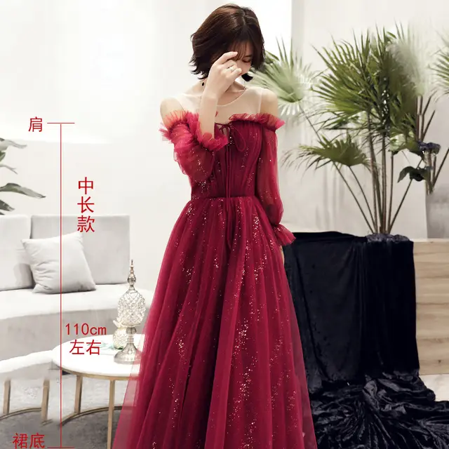 Female Party Red Toast Evening Dress Wine Red - Shop at LoveMi