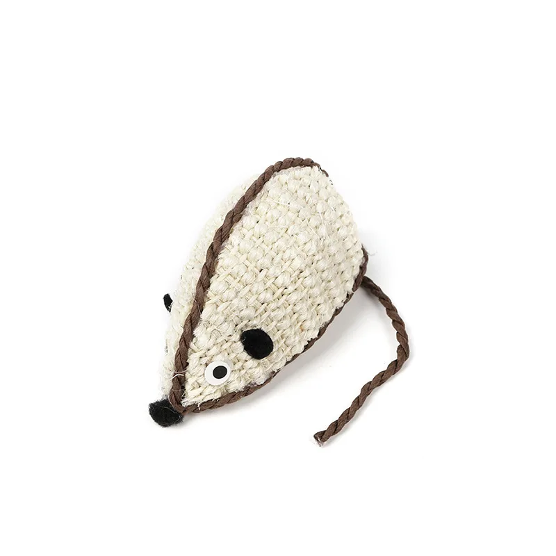 Cat Simulation Sisal Mouse Toy - Beige