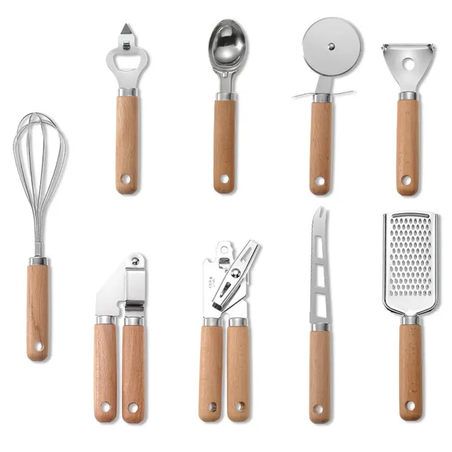 Download main imagesDownload variant imagesDownload description imagesKitchen Tool Wooden Handle Stainless Steel Multifunctional Kitchen Accessorie... - Shop at LoveMi