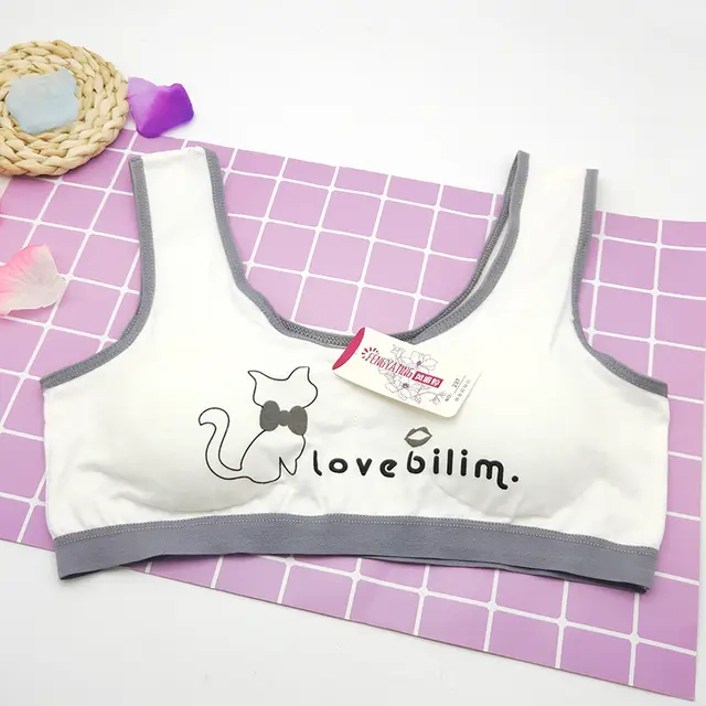 Pure Cotton Student Bra Without Steel Ring Grey - Shop at LoveMi