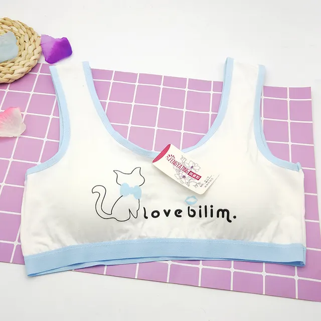 Pure Cotton Student Bra Without Steel Ring Lack Blue - Shop at LoveMi