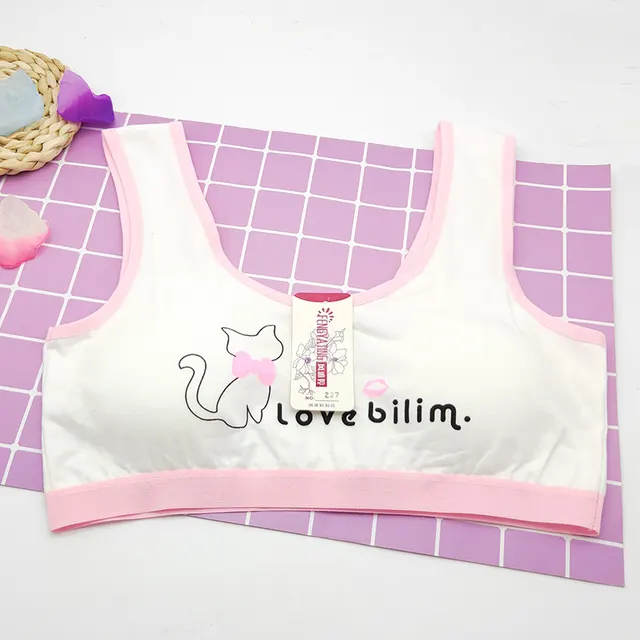 Pure Cotton Student Bra Without Steel Ring Pink - Shop at LoveMi