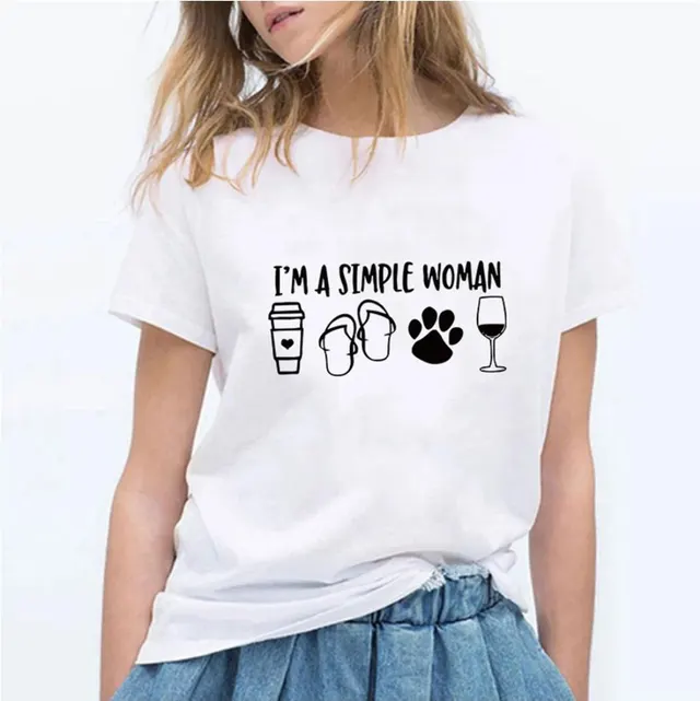 Foreign Trade Shirt I'm A Simple Woman Fashion Short Sleeved Letter T shirt - Shop at LoveMi