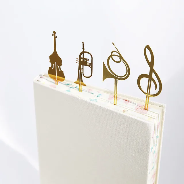 Of Exquisite Note Musical Instrument Bookmark Metal Gilded Lanyard Picture Color - Shop at LoveMi