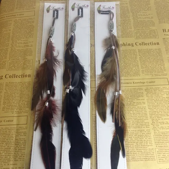 Indian Chicken Feather Hair Clip BB Clip Feather Jewelry Ethnic Style Mixed - Shop at LoveMi