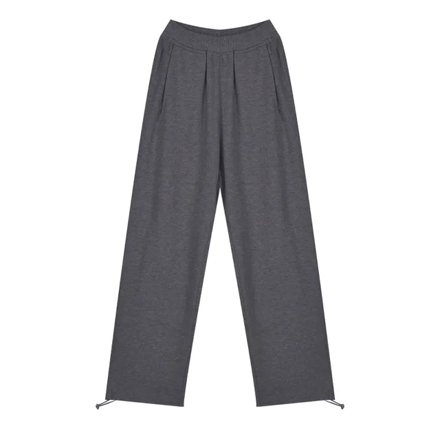 Women's High Waist Slimming Loose Casual Straight leg Trousers Dark Grey - Shop at LoveMi