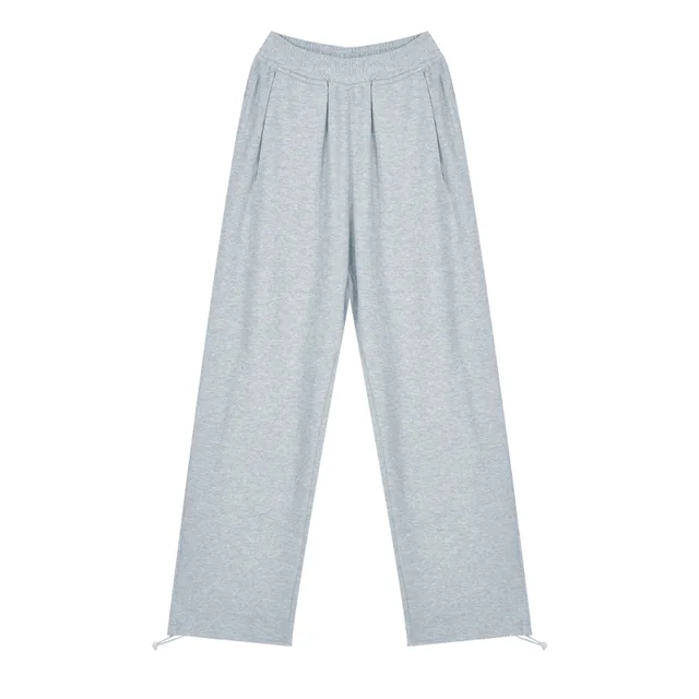 Women's High Waist Slimming Loose Casual Straight leg Trousers Light Grey - Shop at LoveMi