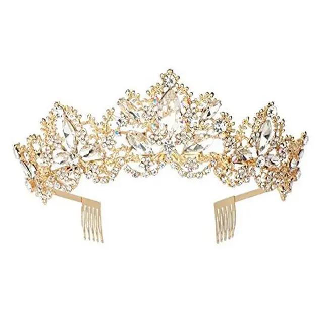 Baroque Exquisite Crown Bridal Light Gold Crown Wedding Accessories Gold - Shop at LoveMi