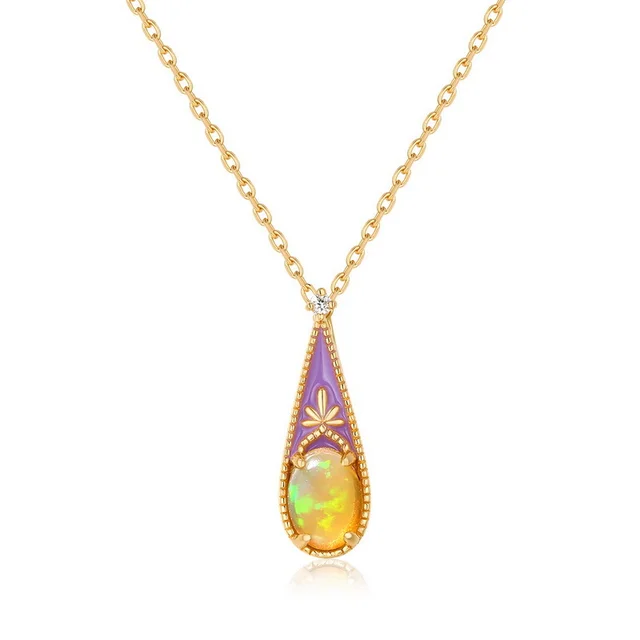 Vintage And Old Classic Natural Opal Color Glaze Dripping Craft Pendant Gold - Shop at LoveMi
