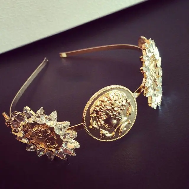 Retro Baroque Style Head Metal Headband Portrait Headband Headwear C - Shop at LoveMi