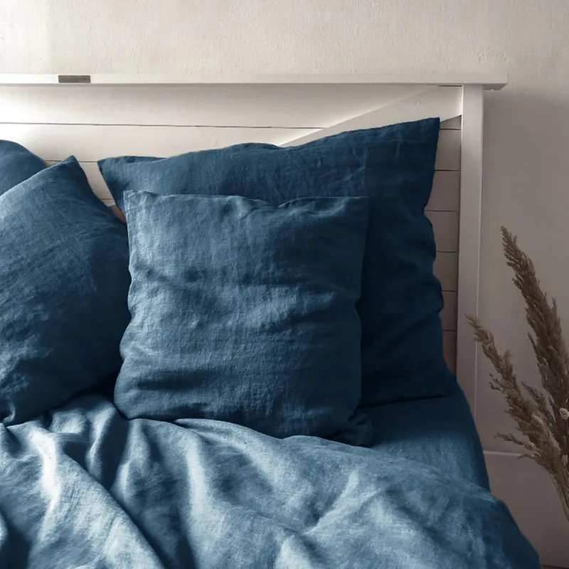 Sofa Living Room Linen Pillowcase With Core Pillow - Blue