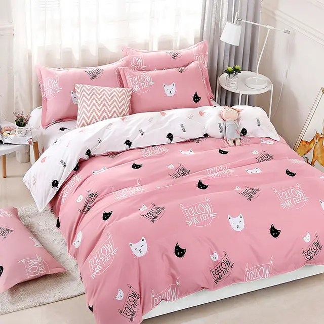 Three piece Cotton Sheet Duvet Cover Pink - Shop at LoveMi