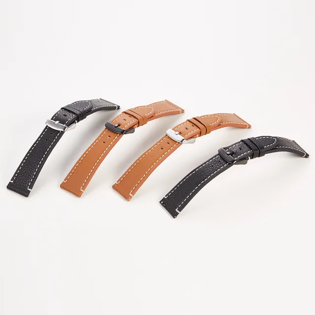 Quick Release Leather Strap Soft Lychee Pattern Watch Strap - Shop at LoveMi