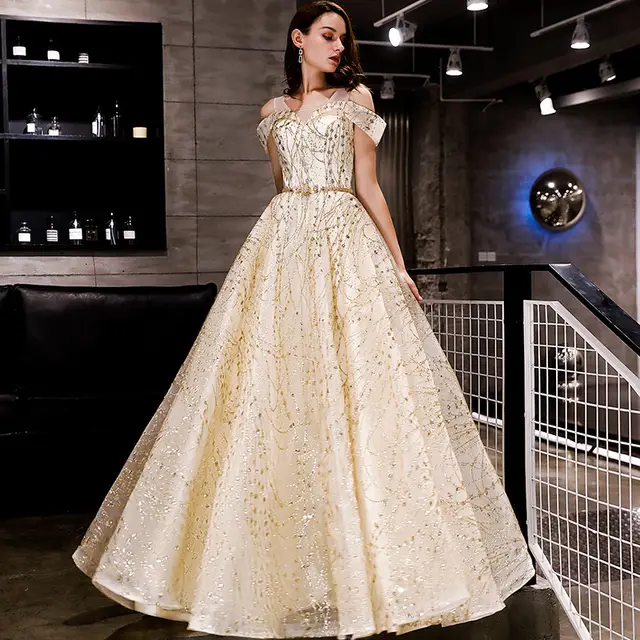 Noble And Elegant Long Evening Dress Champagne - Shop at LoveMi