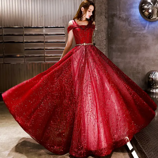 Noble And Elegant Long Evening Dress Wine Red - Shop at LoveMi