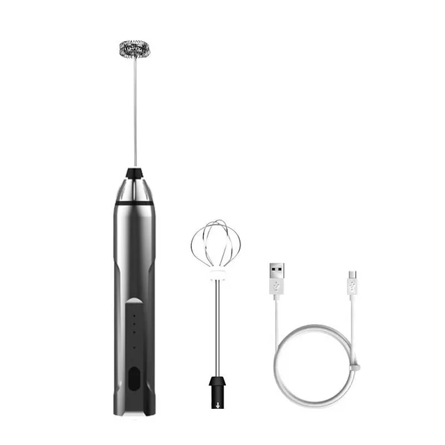 Electric Whisk Milk Frother 3 Speed Adjustable Household Silver - Shop at LoveMi