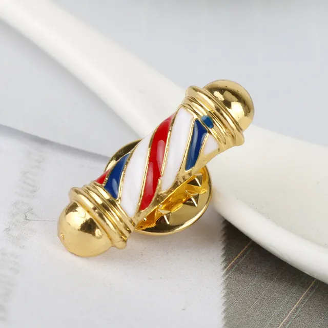Turn Light Brooch Barber Shop Logo Badge Pin Gold - Shop at LoveMi