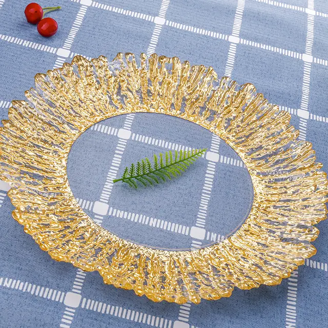 Creative Tree Pattern Glass Fruit Plate Gold Plating Plate Gold - Shop at LoveMi