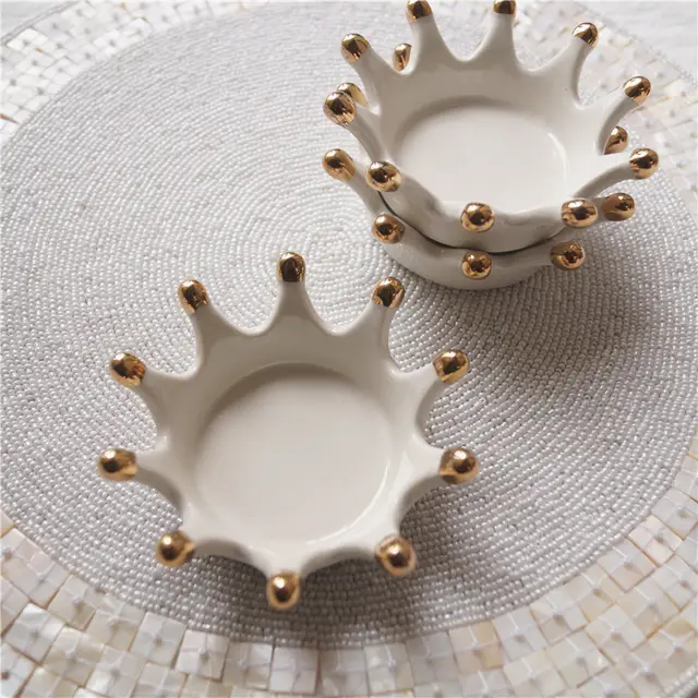 Ceramic Crown Shape Sundries Storage Desktop Ornaments White - Shop at LoveMi