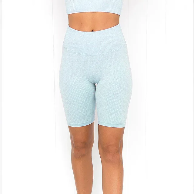 Women's Casual High Waist Yoga Gym Shorts Light Blue - Shop at LoveMi