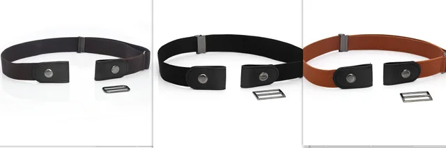 New Slim Elastic Invisible Belt Simple Lazy Belt Fat Elastic Leather Black Brown Coffee - Shop at LoveMi