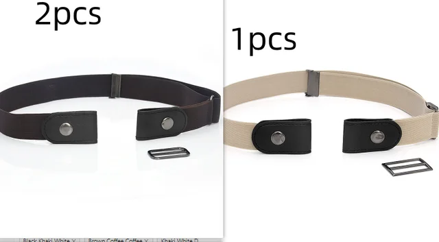 New Slim Elastic Invisible Belt Simple Lazy Belt Fat Elastic Leather Khaki Coffee Coffee - Shop at LoveMi