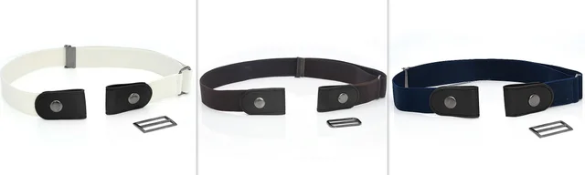 New Slim Elastic Invisible Belt Simple Lazy Belt Fat Elastic Leather White Coffee Dark Blue - Shop at LoveMi