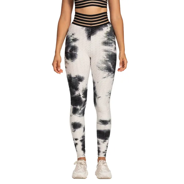 Women's Fashion Thick Tie Dye Tight Fitness Yoga Pants White - Shop at LoveMi