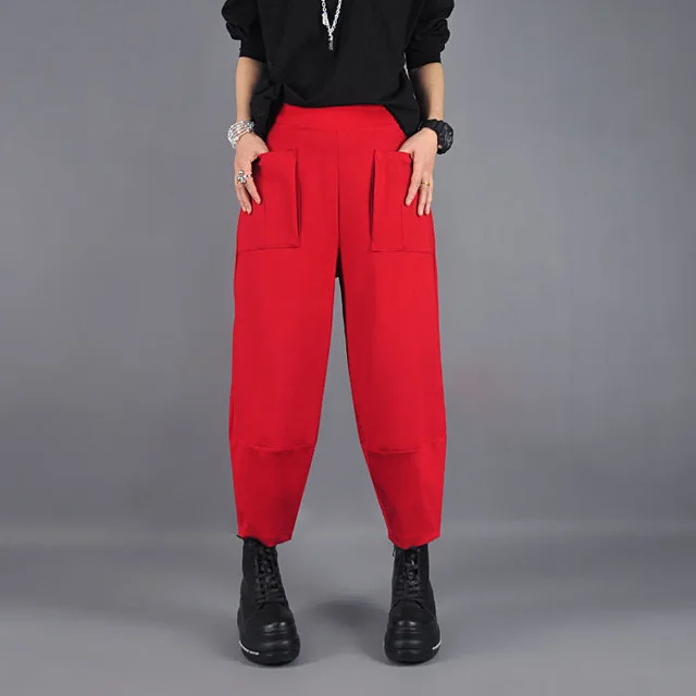 Carrot Pants Loose Wide Leg Bloomers Harajuku Boots Pants Red - Shop at LoveMi