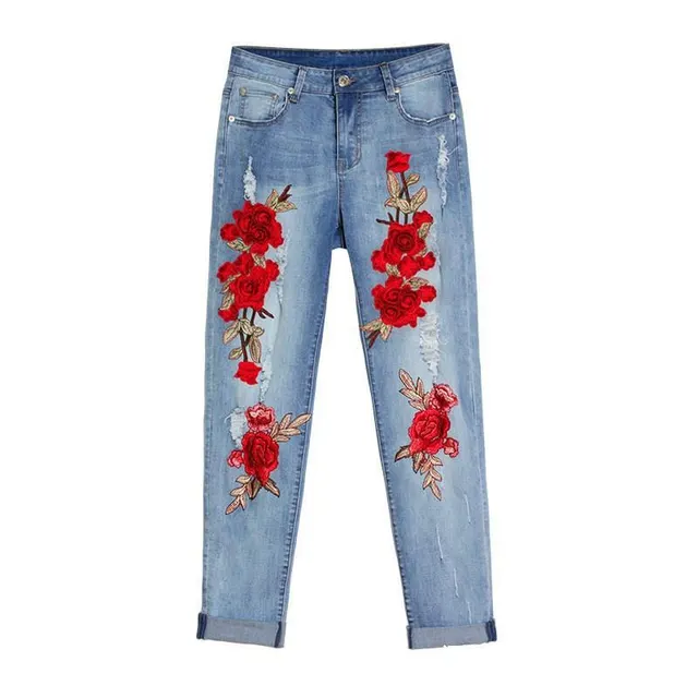 Summer Long Jeans Loose Women Hole Pants Plus Size Light Blue - Shop at LoveMi