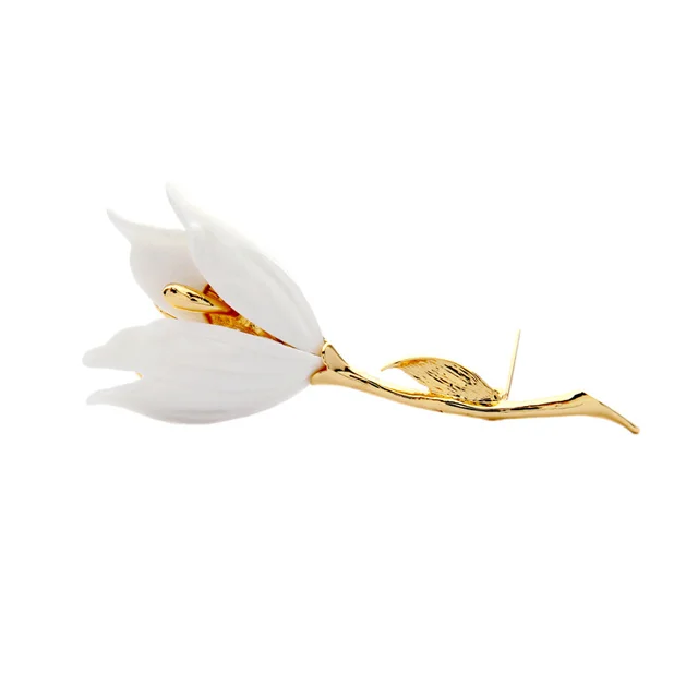 Personality Creative Resin Lily Flower Lady Brooch White - Shop at LoveMi